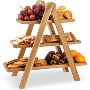 3 Tiered Tray Stand - Acacia Wood Serving Tray - Cupcake Stand | Food Board
